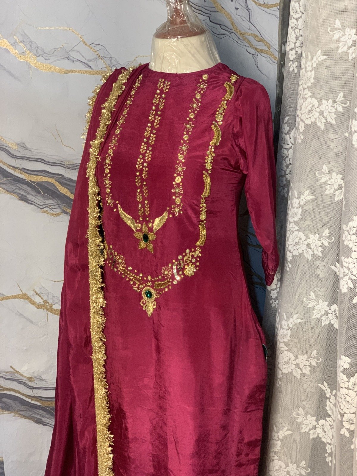 Deep Magenta Tussle silk