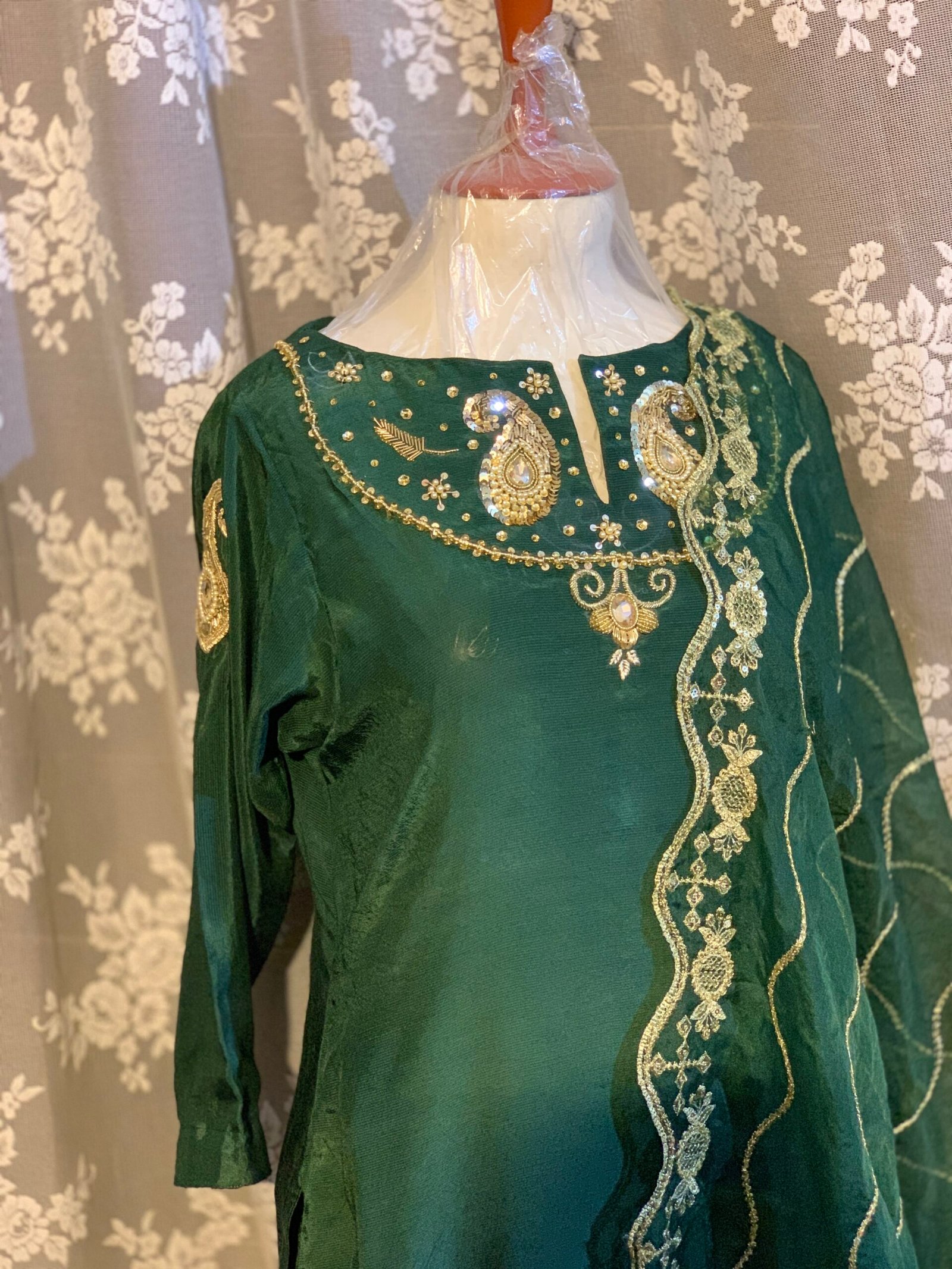 Emerald Luxury Hand-Embellished Dress - Image 2