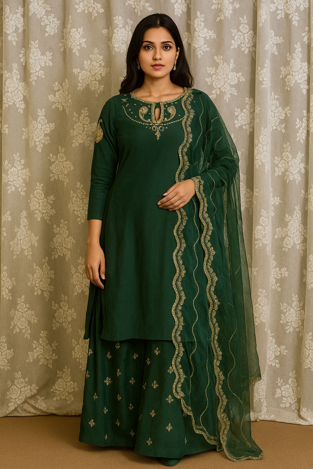 Emerald Luxury Hand-Embellished Dress