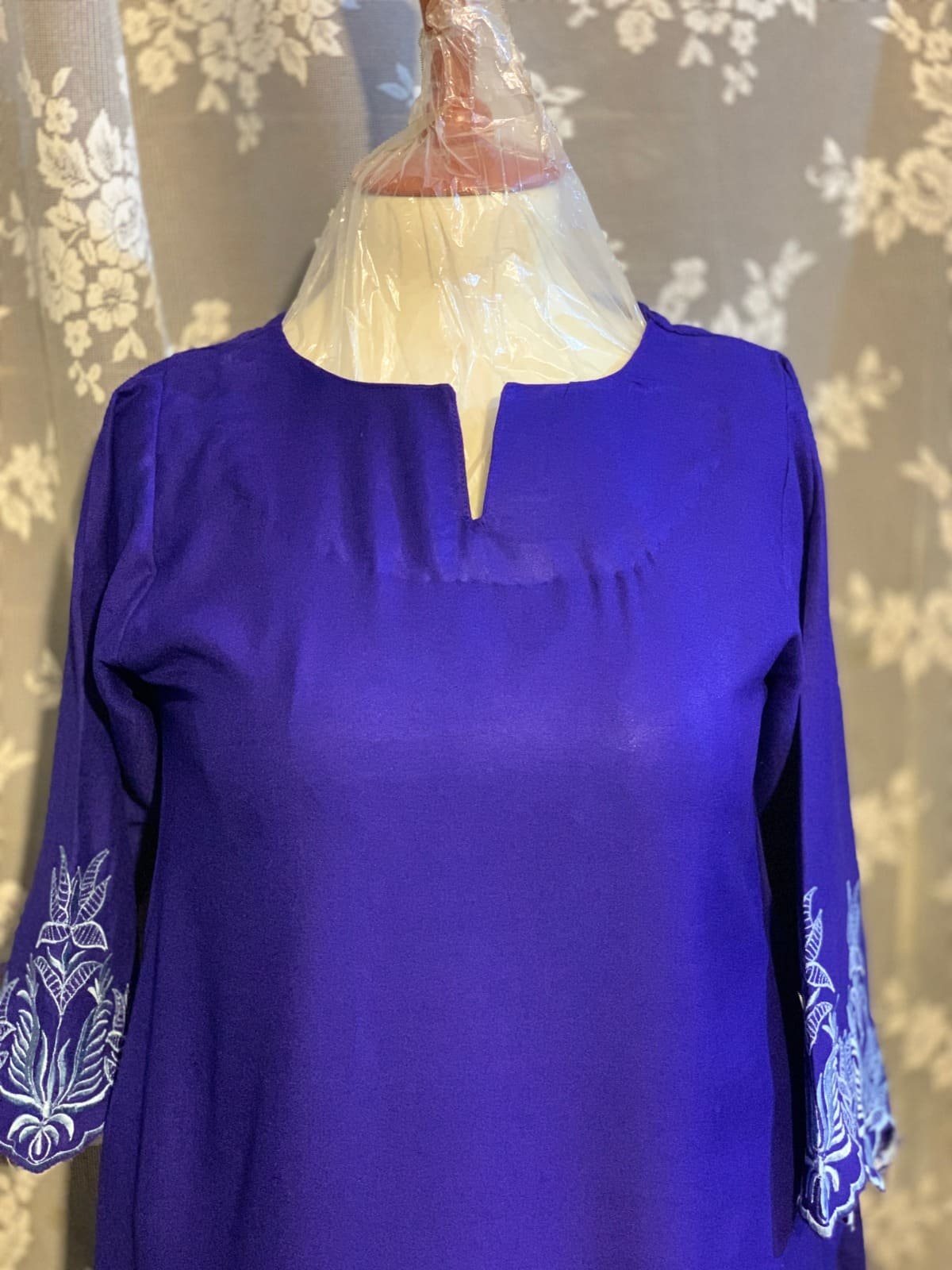 Royal Blue Embroidered Casual Set - Image 4