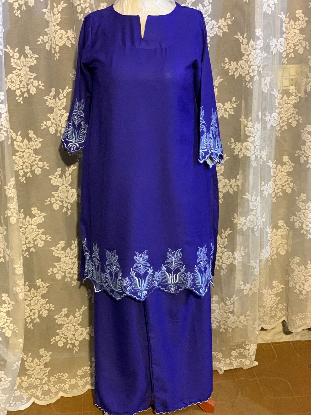 Royal Blue Embroidered Casual Set - Image 2