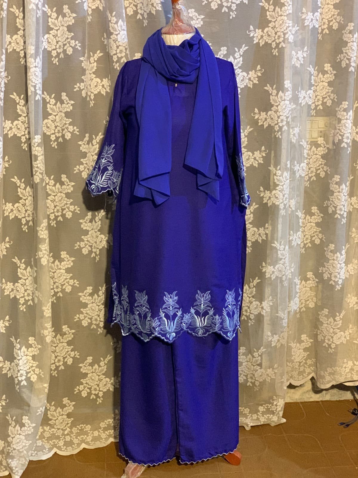 Royal Blue Embroidered Casual Set