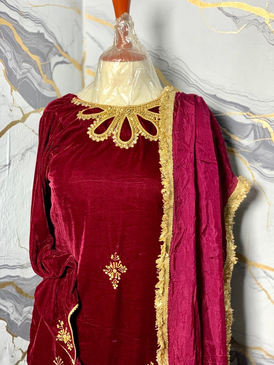 Premium Velvet Long Shirt Set - Image 2