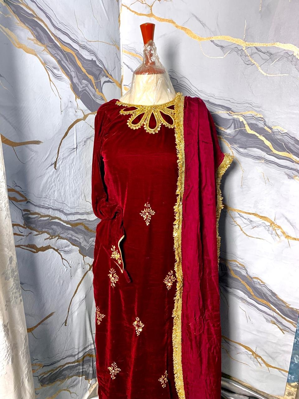 Premium Velvet Long Shirt Set