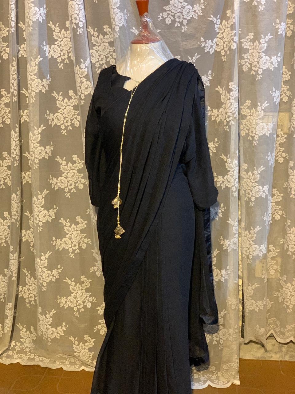 Midnight Grace Chiffon Saree - Image 2