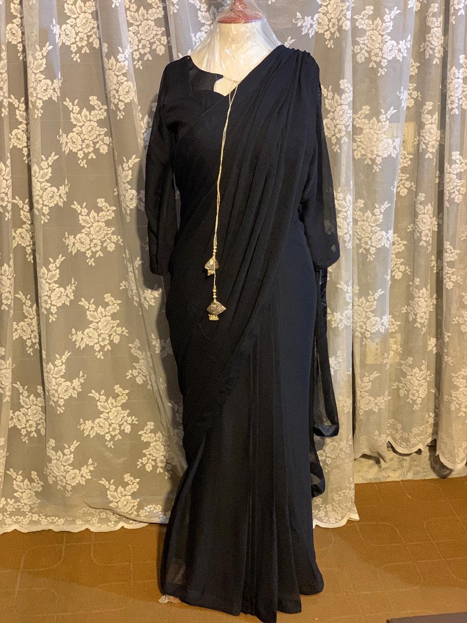 Midnight Grace Chiffon Saree